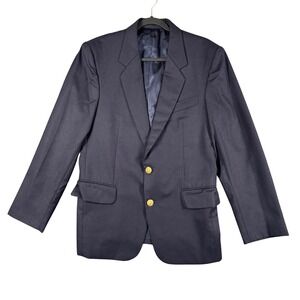 VTG Boston Custom Tailor Navy Blazer Gold Eagle Buttons Classic Heritage Ivy